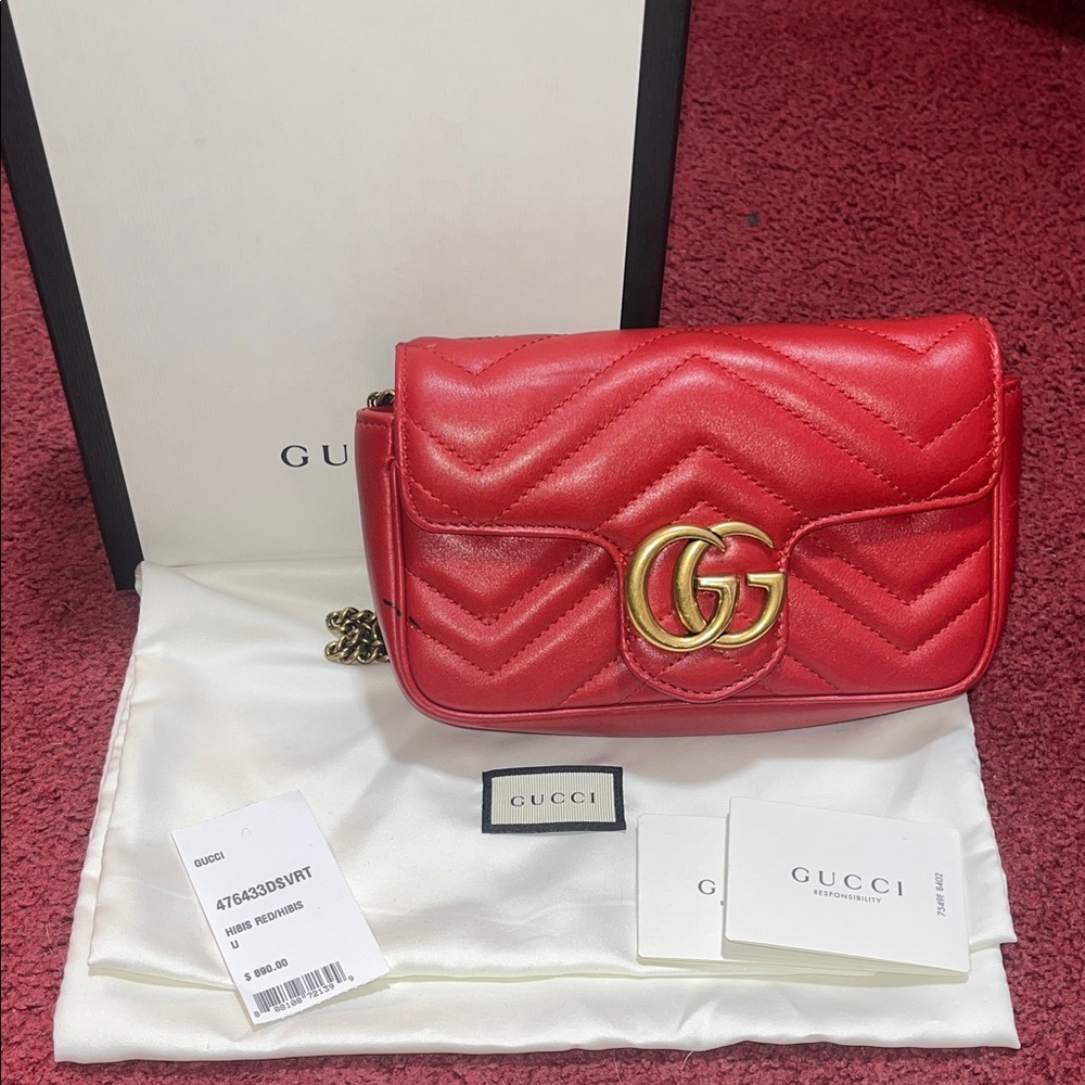 Gucci Leather Marmont Super Mini Crossbody Bag